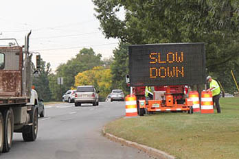 Slow Down sign on Kozloski Road